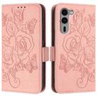 For Fujitsu Arrows We2 Plus Embossed Rose RFID Anti-theft Leather Phone Case(Pink) - 2