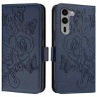 For Fujitsu Arrows We2 Plus Embossed Rose RFID Anti-theft Leather Phone Case(Dark Blue) - 2