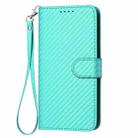 For Samsung Galaxy M14 5G / F14 5G YX0070 Carbon Fiber Buckle Leather Phone Case with Lanyard(Light Blue) - 2