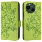 For Sharp Aquos R9 Embossed Rose RFID Anti-theft Leather Phone Case(Green) - 2