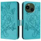 For Sharp Aquos R9 Embossed Rose RFID Anti-theft Leather Phone Case(Light Blue) - 2