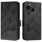 For Sharp Aquos R9 Embossed Rose RFID Anti-theft Leather Phone Case(Black) - 2