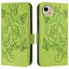 For Sharp Aquos Wish4 Embossed Rose RFID Anti-theft Leather Phone Case(Green) - 2