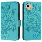 For Sharp Aquos Wish4 Embossed Rose RFID Anti-theft Leather Phone Case(Light Blue) - 2