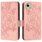 For Sharp Aquos Wish4 Embossed Rose RFID Anti-theft Leather Phone Case(Pink) - 2