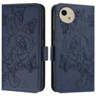 For Sharp Aquos Wish4 Embossed Rose RFID Anti-theft Leather Phone Case(Dark Blue) - 2