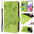 For Sharp Aquos R9 Pro Embossed Rose RFID Anti-theft Leather Phone Case(Green) - 1