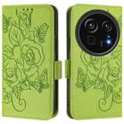 For Sharp Aquos R9 Pro Embossed Rose RFID Anti-theft Leather Phone Case(Green) - 2