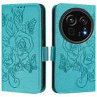 For Sharp Aquos R9 Pro Embossed Rose RFID Anti-theft Leather Phone Case(Light Blue) - 2