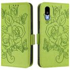 For Sharp Basio Active3 Embossed Rose RFID Anti-theft Leather Phone Case(Green) - 2