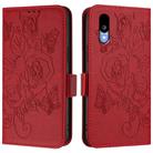 For Sharp Basio Active3 Embossed Rose RFID Anti-theft Leather Phone Case(Red) - 2