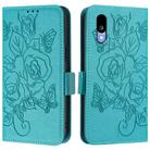 For Sharp Basio Active3 Embossed Rose RFID Anti-theft Leather Phone Case(Light Blue) - 2