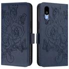 For Sharp Basio Active3 Embossed Rose RFID Anti-theft Leather Phone Case(Dark Blue) - 2