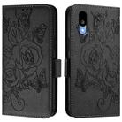 For Sharp Basio Active3 Embossed Rose RFID Anti-theft Leather Phone Case(Black) - 2