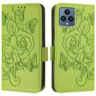 For T-Mobile REVVL 6 / 6x 5G Embossed Rose RFID Anti-theft Leather Phone Case(Green) - 3