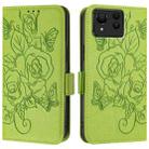 For Asus Zenfone 11 Ultra Embossed Rose RFID Anti-theft Leather Phone Case(Green) - 2