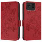 For Asus Zenfone 11 Ultra Embossed Rose RFID Anti-theft Leather Phone Case(Red) - 2