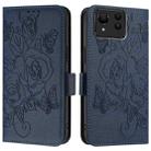 For Asus Zenfone 11 Ultra Embossed Rose RFID Anti-theft Leather Phone Case(Dark Blue) - 2