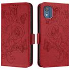 For Nokia C02 Embossed Rose RFID Anti-theft Leather Phone Case(Red) - 2