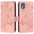For Nokia C02 Embossed Rose RFID Anti-theft Leather Phone Case(Pink) - 2