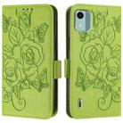 For Nokia C12 Embossed Rose RFID Anti-theft Leather Phone Case(Green) - 2