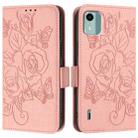 For Nokia C12 Embossed Rose RFID Anti-theft Leather Phone Case(Pink) - 2