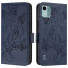 For Nokia C12 Embossed Rose RFID Anti-theft Leather Phone Case(Dark Blue) - 2