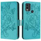 For Nokia C22 Embossed Rose RFID Anti-theft Leather Phone Case(Light Blue) - 2