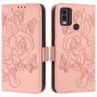 For Nokia C22 Embossed Rose RFID Anti-theft Leather Phone Case(Pink) - 2