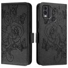 For Nokia C22 Embossed Rose RFID Anti-theft Leather Phone Case(Black) - 2