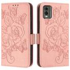 For Nokia C32 Embossed Rose RFID Anti-theft Leather Phone Case(Pink) - 2