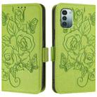 For Nokia G11 4G / G21 4G Embossed Rose RFID Anti-theft Leather Phone Case(Green) - 2