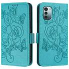 For Nokia G11 4G / G21 4G Embossed Rose RFID Anti-theft Leather Phone Case(Light Blue) - 2