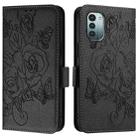 For Nokia G11 4G / G21 4G Embossed Rose RFID Anti-theft Leather Phone Case(Black) - 2