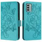 For Nokia G22 Embossed Rose RFID Anti-theft Leather Phone Case(Light Blue) - 2
