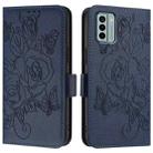 For Nokia G22 Embossed Rose RFID Anti-theft Leather Phone Case(Dark Blue) - 2