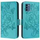 For Nokia C300 Embossed Rose RFID Anti-theft Leather Phone Case(Light Blue) - 3