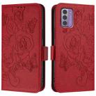 For Nokia G42 / G310 Embossed Rose RFID Anti-theft Leather Phone Case(Red) - 3