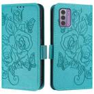 For Nokia G42 / G310 Embossed Rose RFID Anti-theft Leather Phone Case(Light Blue) - 3