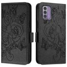 For Nokia G42 / G310 Embossed Rose RFID Anti-theft Leather Phone Case(Black) - 3