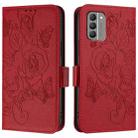 For Nokia G400 Embossed Rose RFID Anti-theft Leather Phone Case(Red) - 3