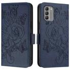 For Nokia G400 Embossed Rose RFID Anti-theft Leather Phone Case(Dark Blue) - 3