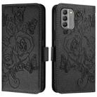 For Nokia G400 Embossed Rose RFID Anti-theft Leather Phone Case(Black) - 3