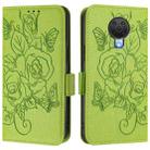 For Nokia 6.3 / G20 / G10 Embossed Rose RFID Anti-theft Leather Phone Case(Green) - 2