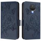 For Nokia 6.3 / G20 / G10 Embossed Rose RFID Anti-theft Leather Phone Case(Dark Blue) - 2