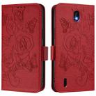 For Nokia C01 Plus / C1 2nd Edition Embossed Rose RFID Anti-theft Leather Phone Case(Red) - 2