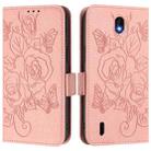 For Nokia C01 Plus / C1 2nd Edition Embossed Rose RFID Anti-theft Leather Phone Case(Pink) - 2