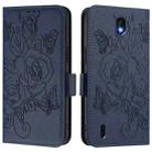 For Nokia C01 Plus / C1 2nd Edition Embossed Rose RFID Anti-theft Leather Phone Case(Dark Blue) - 2