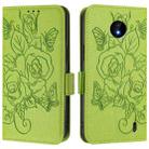 For Nokia C10 / C20 Embossed Rose RFID Anti-theft Leather Phone Case(Green) - 2