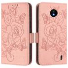 For Nokia C10 / C20 Embossed Rose RFID Anti-theft Leather Phone Case(Pink) - 2